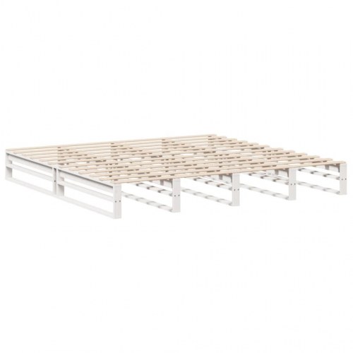 Sengeramme 200×200 cm i massivt fyrretræ - hvid