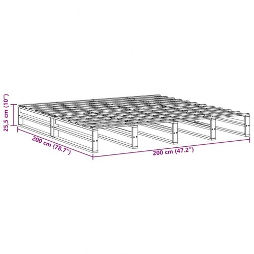 Sengeramme 200×200 cm i massivt fyrretræ - hvid