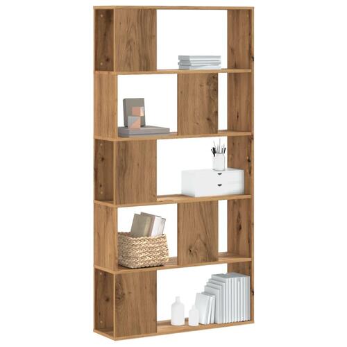 Bogreol 80,5x23,5x162,5 cm 5 hylder konstrueret træ eg