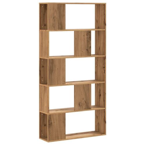 Bogreol 80,5x23,5x162,5 cm 5 hylder konstrueret træ eg