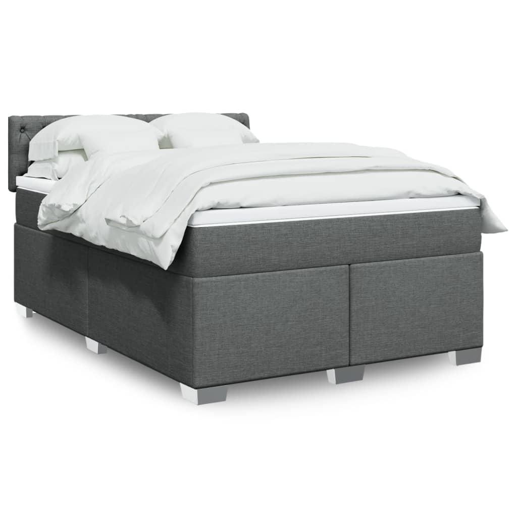 Kontinentalseng med madras og LED 140x200 cm - stof, mørkegrå billede