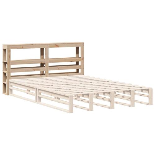 Sengegavl med hylder 140 cm massivt fyrretræ