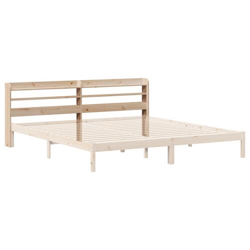 Sengegavl med hylder 180 cm massivt fyrretræ