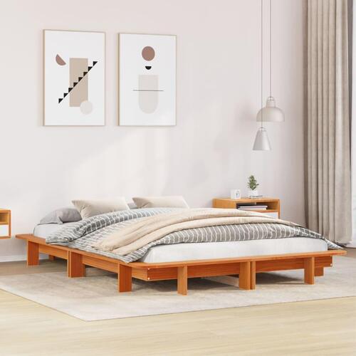 Sengeramme uden madras 150x200 cm massivt fyrretræ gyldenbrun