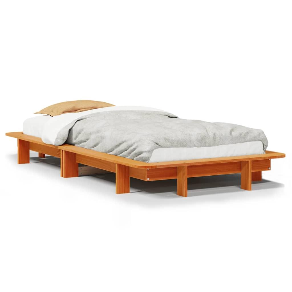 Sengeramme uden madras 90x200 cm massivt fyrretræ gyldenbrun