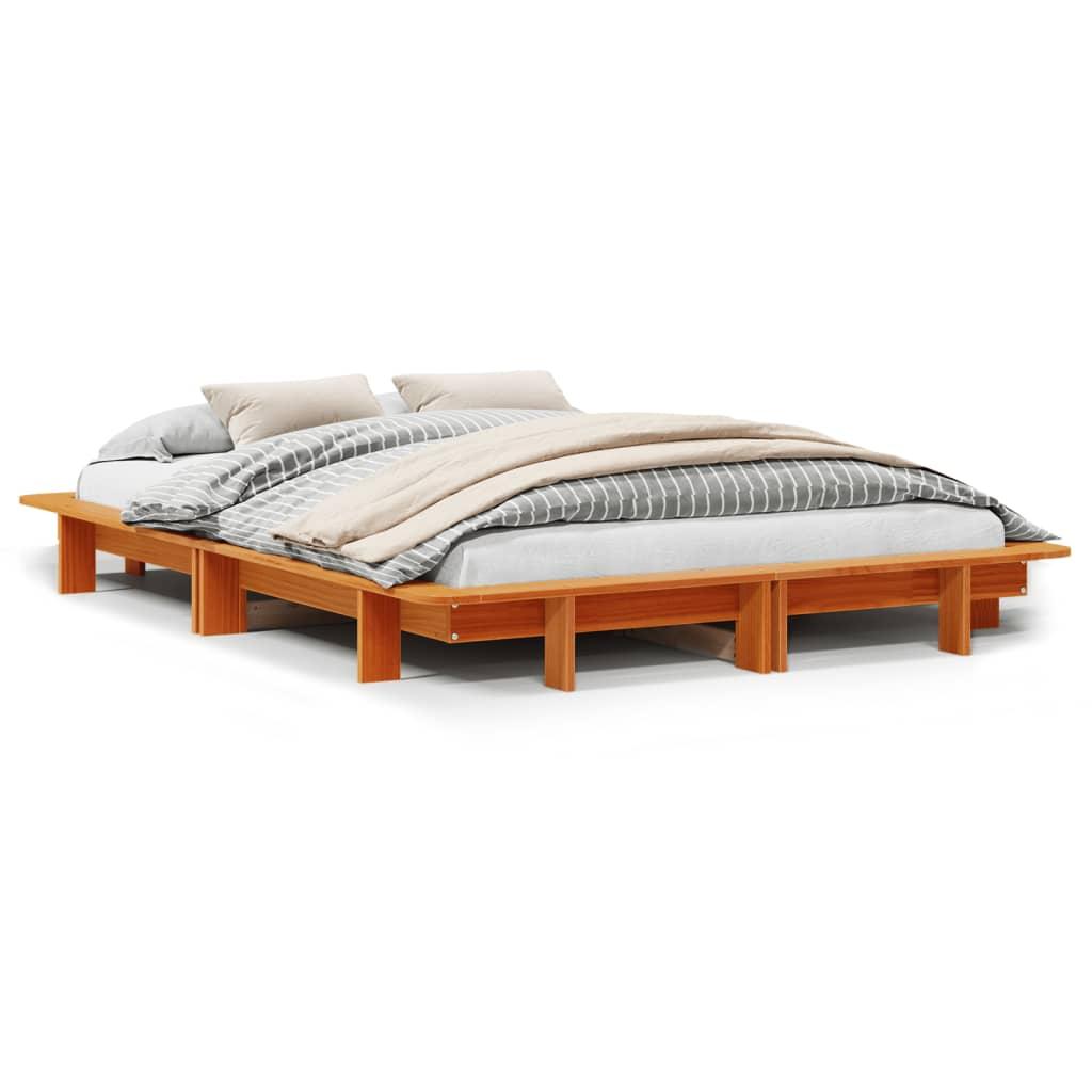 Sengeramme uden madras 120x190 cm massivt fyrretræ gyldenbrun billede