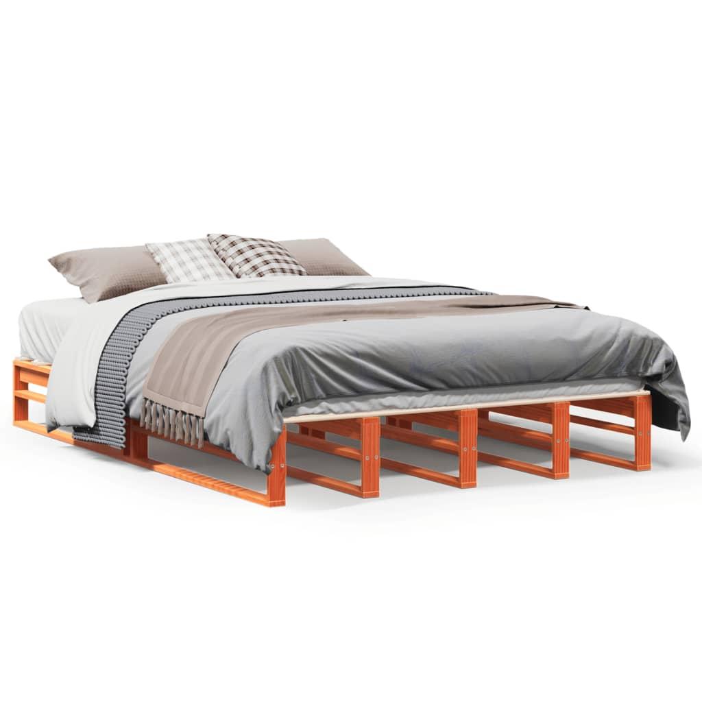 Sengeramme uden madras 140x200 cm massivt fyr gyldenbrun