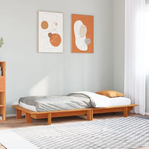 Sengeramme uden madras 75x190 cm massivt fyrretræ gyldenbrun