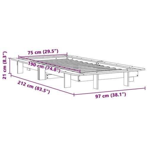 Sengeramme uden madras 75x190 cm massivt fyrretræ gyldenbrun