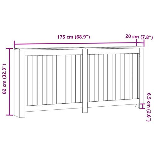 Radiatorskjuler 175x20x82 cm konstrueret træ grå sonoma-eg