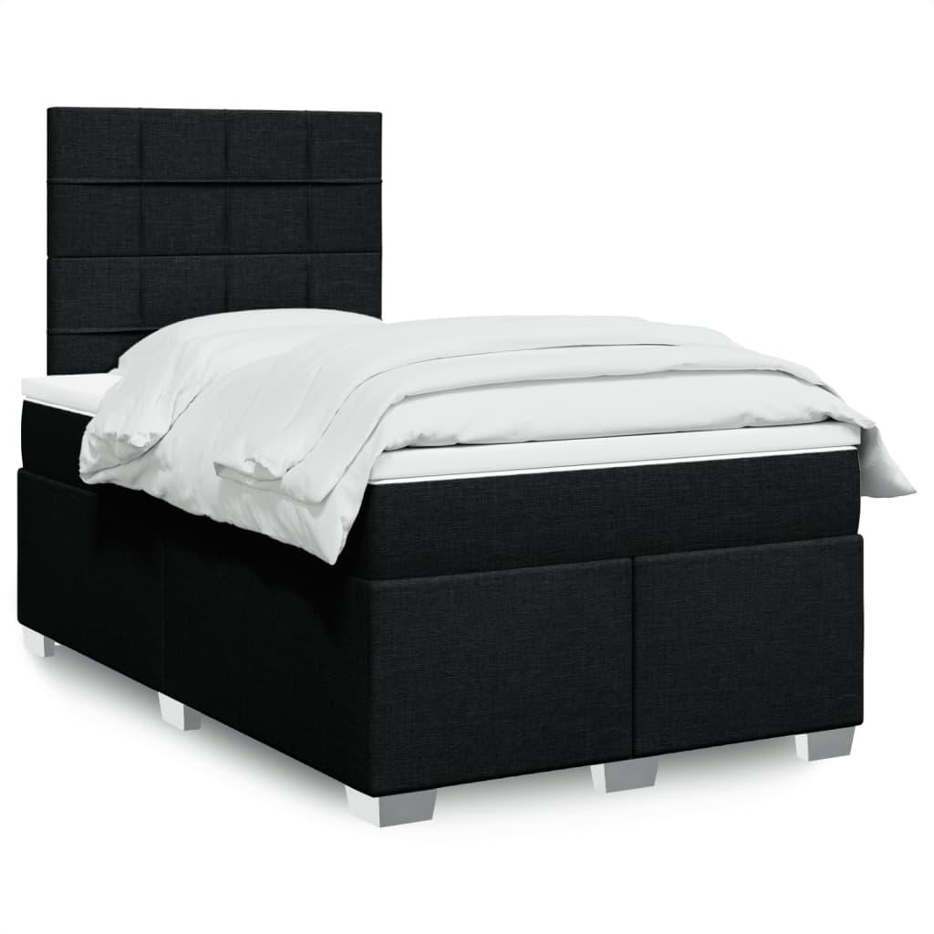 Kontinentalseng med madras og LED 120×190 cm - sort stof
