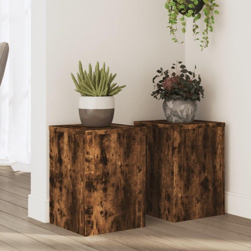 Plantestativer sæt á 2 - 25×25×35 cm i konstrueret træ, røget eg