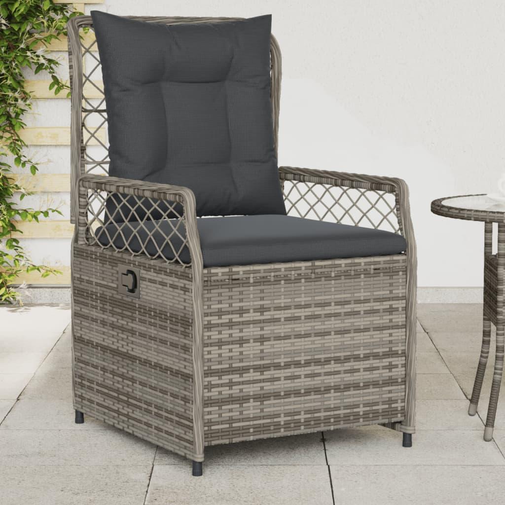 Havestole 2 stk. med lænefunktion polyrattan grå