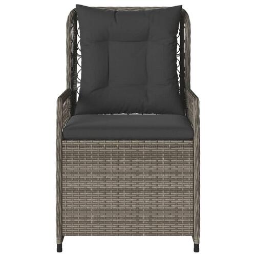 Havestole 2 stk. med lænefunktion polyrattan grå