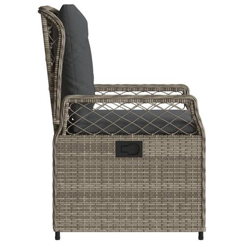 Havestole 2 stk. med lænefunktion polyrattan grå