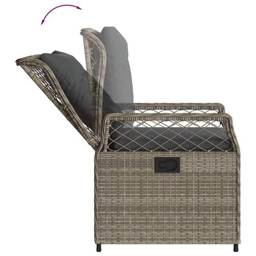 Havestole 2 stk. med lænefunktion polyrattan grå