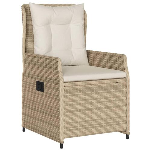 Havestole 2 stk. med lænefunktion polyrattan beige
