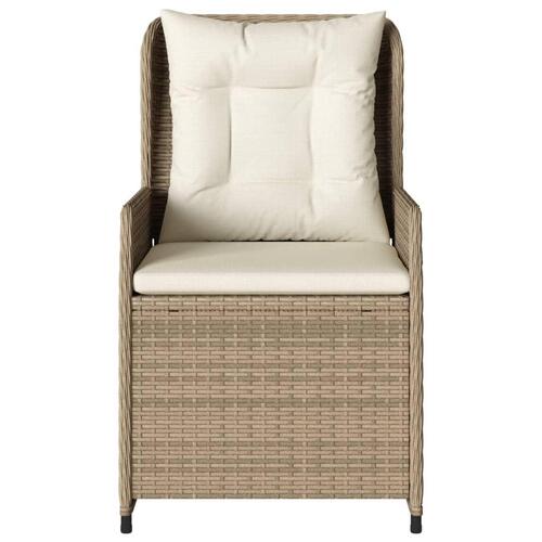 Havestole 2 stk. med lænefunktion polyrattan beige