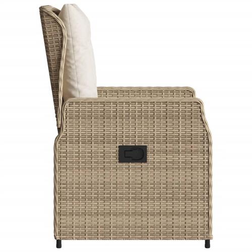 Havestole 2 stk. med lænefunktion polyrattan beige