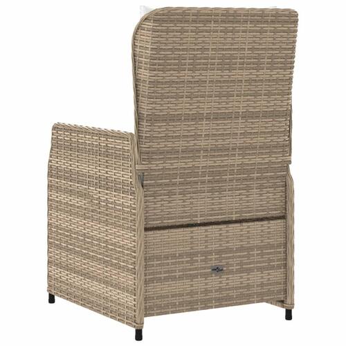 Havestole 2 stk. med lænefunktion polyrattan beige