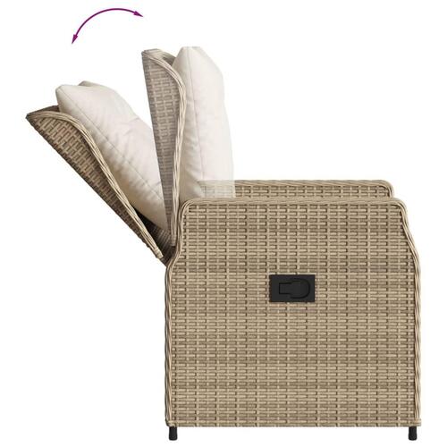 Havestole 2 stk. med lænefunktion polyrattan beige