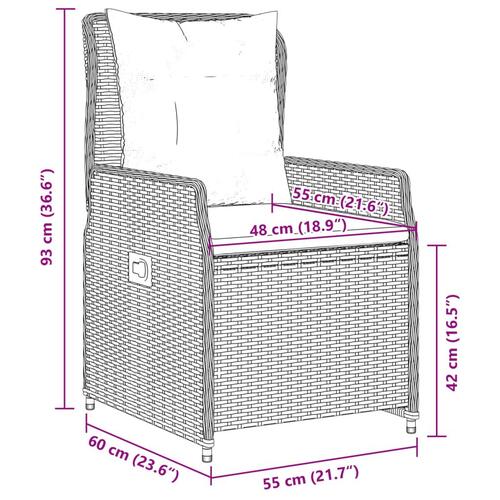 Havestole 2 stk. med lænefunktion polyrattan beige