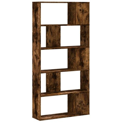 Bogreol 80,5x23,5x162,5 cm 5 hylder konstrueret træ røget eg