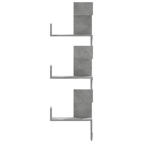 Væghængt hjørnehylde 45x45x147 cm konstrueret træ betongrå