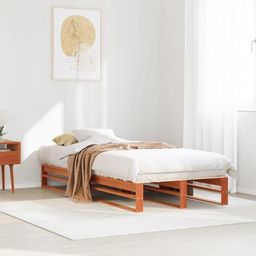 Sengeramme uden madras 90x190 cm massivt fyrretræ gyldenbrun