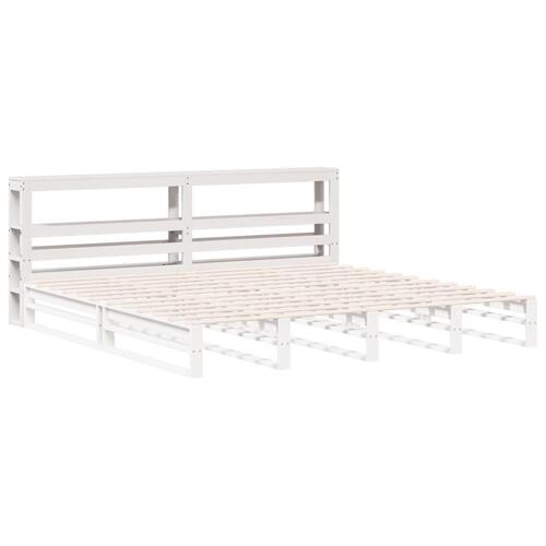 Sengegavl med hylder 180 cm massivt fyrretræ hvid