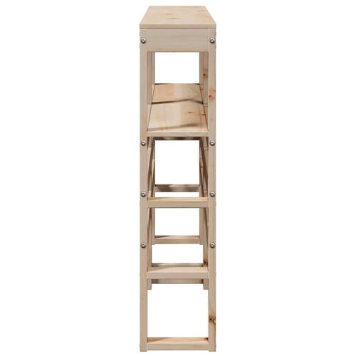 Sengegavl med hylder 150 cm massivt fyrretræ