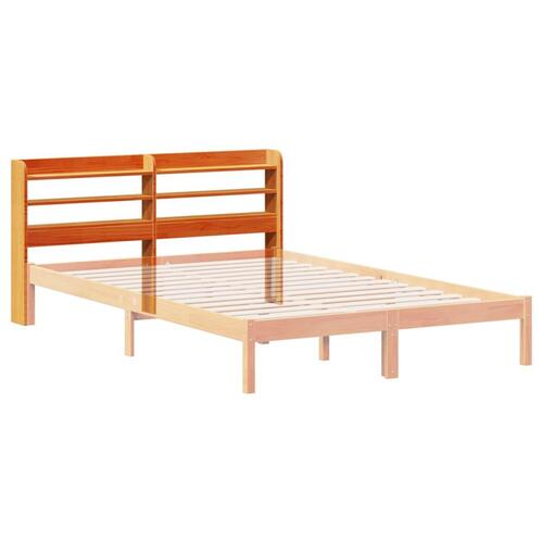 Sengegavl med hylder 160 cm massivt fyrretræ gyldenbrun