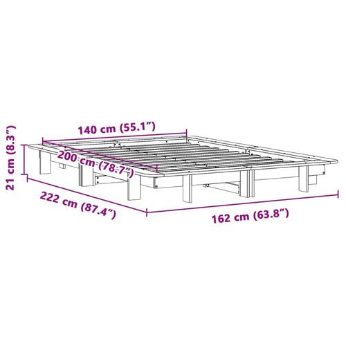 Sengeramme uden madras 140x200 cm massivt fyr gyldenbrun