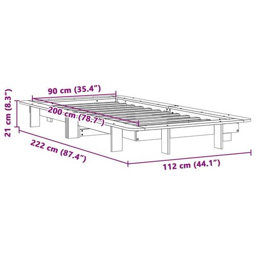 Sengeramme uden madras 90x200 cm massivt fyrretræ
