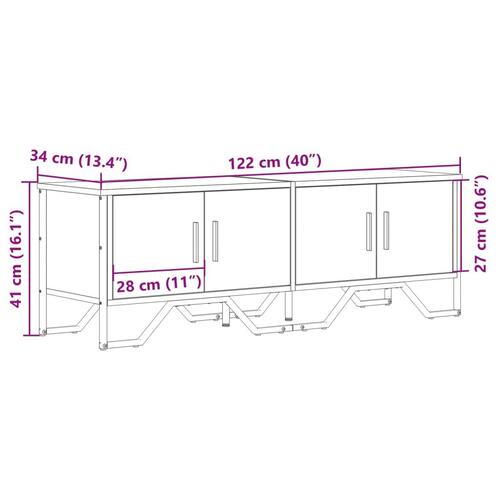 Tv-bord 122x34x41 cm konstrueret træ brun egetræsfarve
