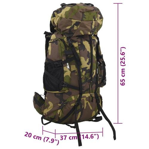 Vandretaske 60 l camouflage oxfordstof grøn
