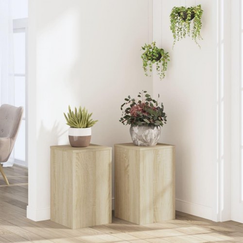 Plantestativer sæt af 2 - 30×30×50 cm i konstrueret træ, sonoma-eg