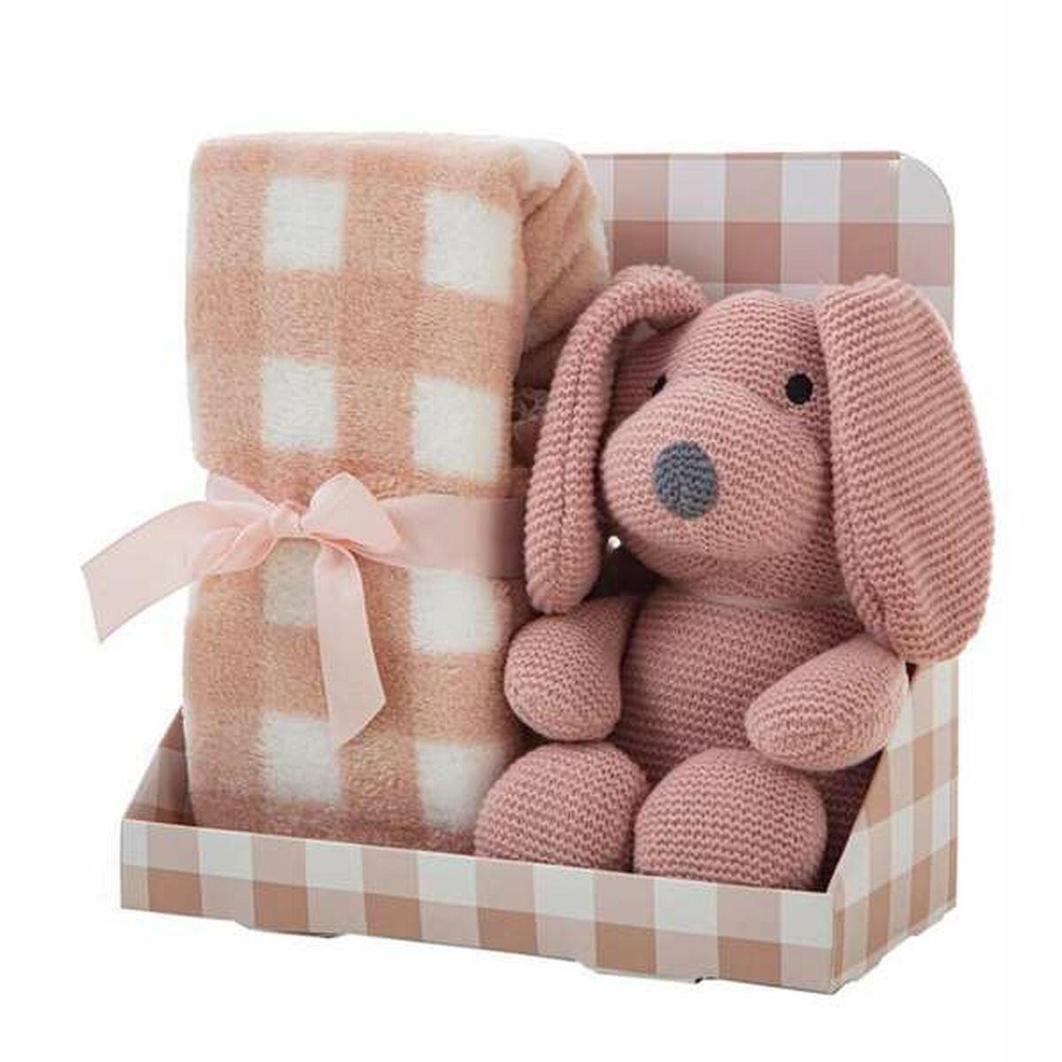 Bamse med tæppe - Pink, 90 × 75 cm
