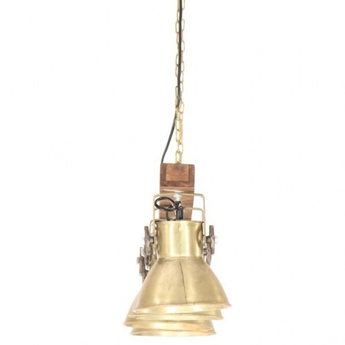 Industriel loftlampe i mangotræ med 4 skærme - messingfarvet, E27
