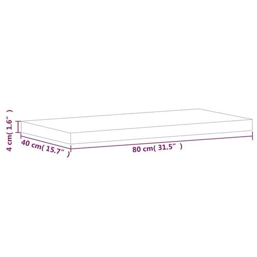 Bordplade 80x40x4 cm rektangulær massivt bøgetræ