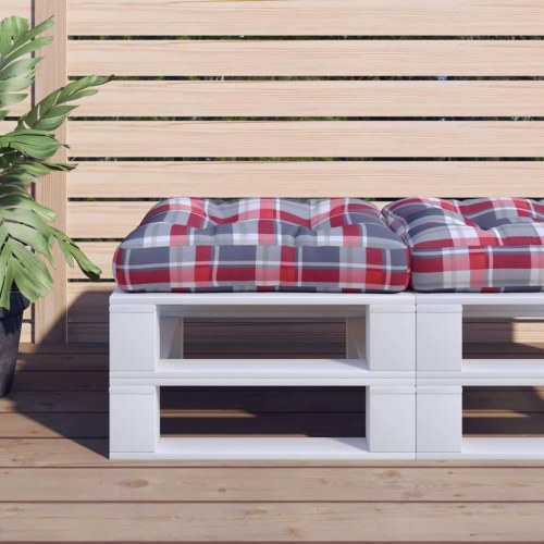 Pallehynde 50 × 50 × 12 cm - stof i rødternet design
