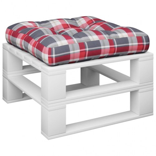 Pallehynde 50 × 50 × 12 cm - stof i rødternet design