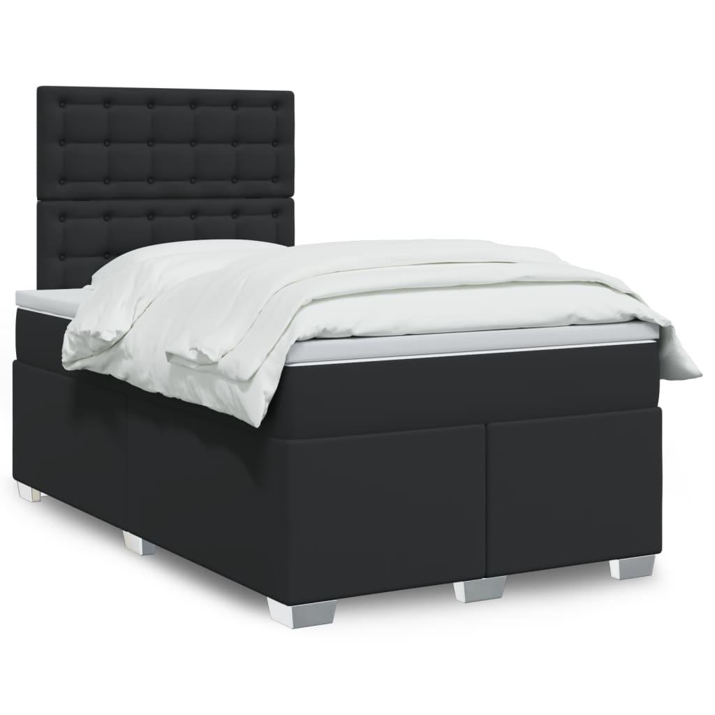 Kontinentalseng med madras 120x190 cm kunstlæder sort billede