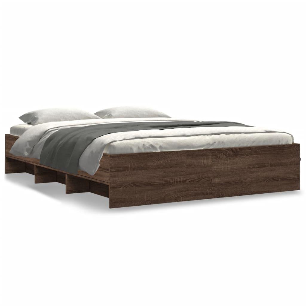 Sengeramme 160x200 cm uden madras konstrueret træ brunt eg