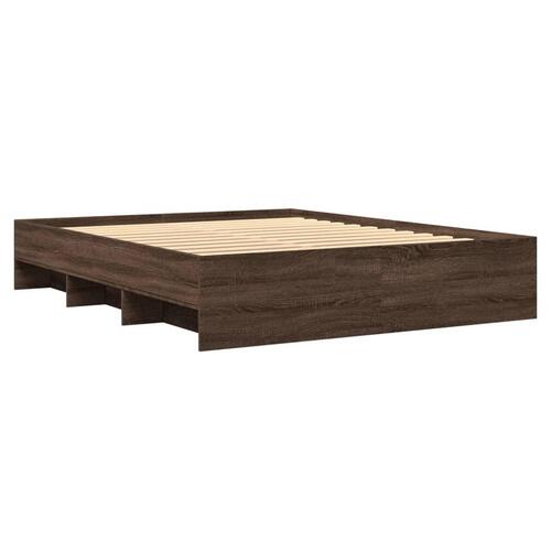 Sengeramme 160x200 cm uden madras konstrueret træ brunt eg