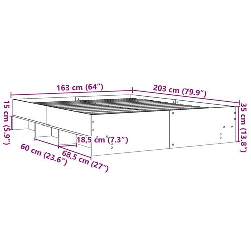 Sengeramme 160x200 cm uden madras konstrueret træ brunt eg
