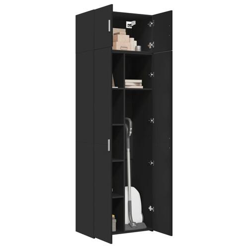 Opbevaringsskab 70x42,5x225 cm konstrueret træ sort