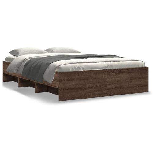 Sengeramme 140x190 cm uden madras konstrueret træ brunt eg