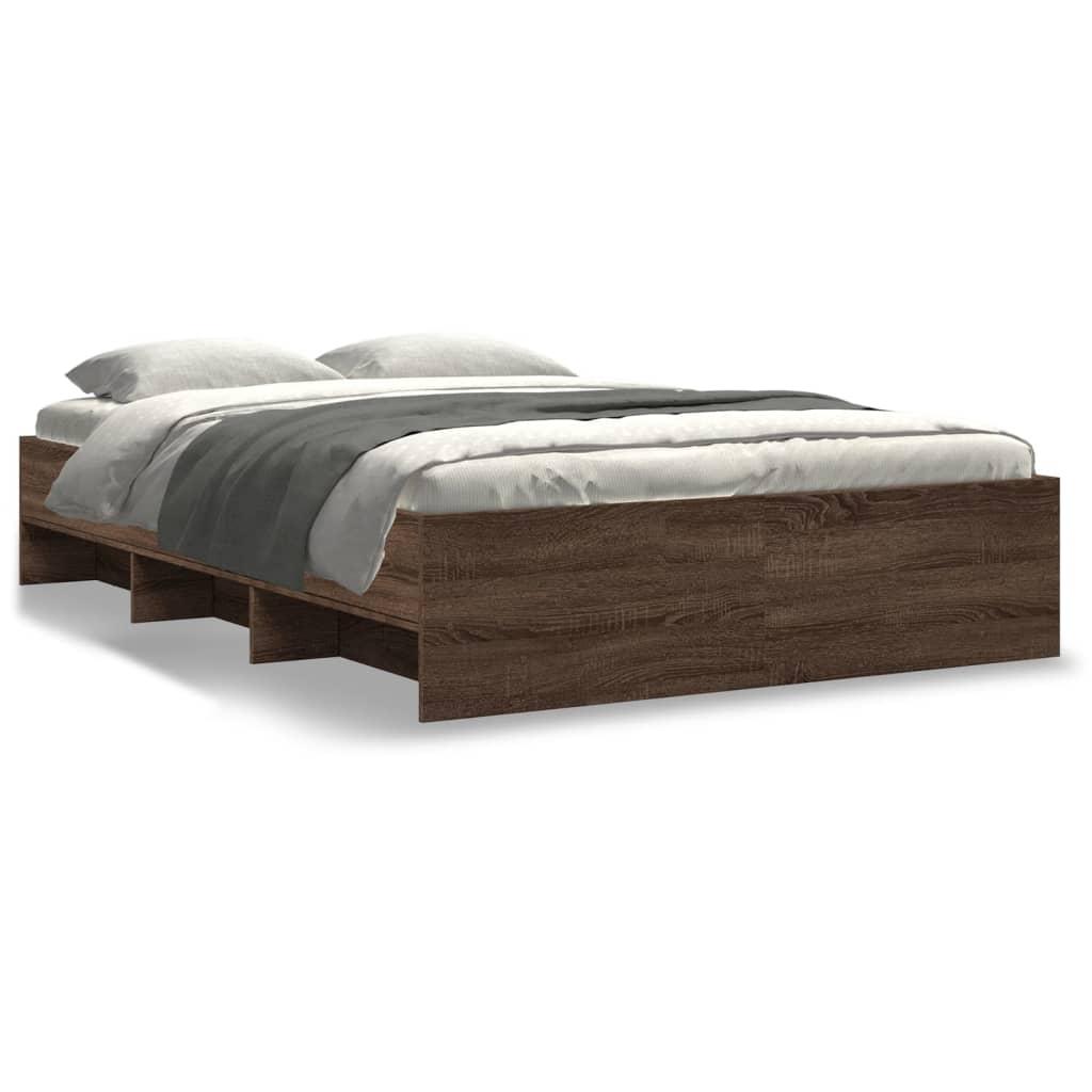 Sengeramme 140x190 cm uden madras konstrueret træ brunt eg