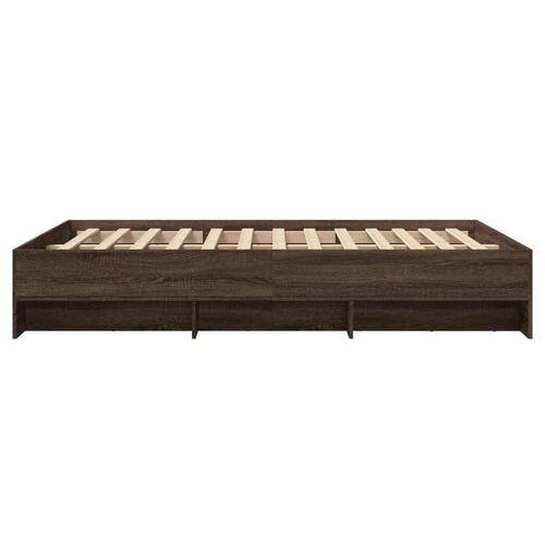 Sengeramme 140x190 cm uden madras konstrueret træ brunt eg